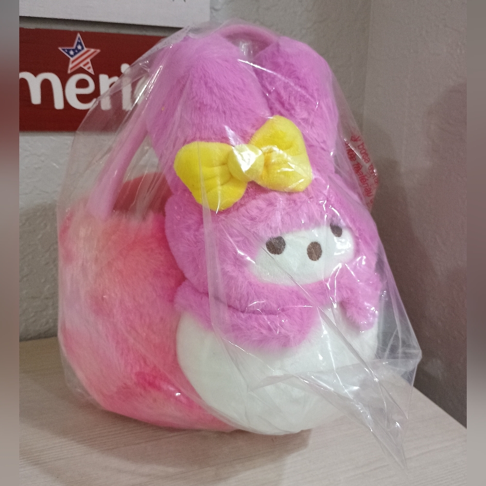 Plush Bunny Basket - Pink and Yellow